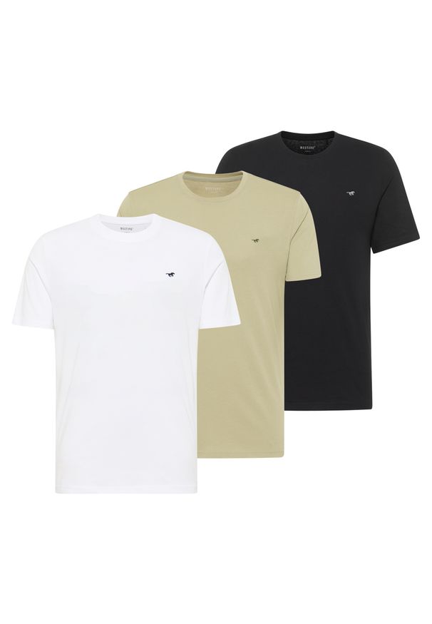 3-Pak T-Shirt Mustang Style Alex Czarny Oliwkowy Biały. Kolor: biały, wielokolorowy, czarny, oliwkowy