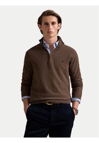 Polo Ralph Lauren Sweter 710932304527 Brązowy Regular Fit. Typ kołnierza: polo. Kolor: brązowy. Materiał: bawełna