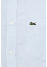 Lacoste koszula bawełniana męska kolor niebieski regular z kołnierzykiem button-down. Typ kołnierza: button down. Kolor: niebieski. Materiał: bawełna. Długość rękawa: krótki rękaw. Długość: krótkie #2