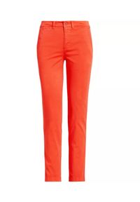 Lauren Ralph Lauren - LAUREN BY RALPH LAUREN - Pomarańczowe spodnie Slim Fit. Kolor: pomarańczowy. Materiał: tkanina, bawełna