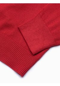 Ombre Clothing - Sweter męski z haftem - czerwony V20 E191 - XXL. Kolor: czerwony. Materiał: materiał, nylon, dzianina, wiskoza. Wzór: haft. Styl: klasyczny, elegancki #6