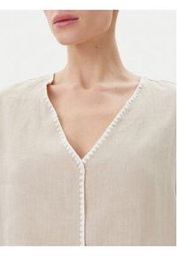 ICONA Bluzka RP5LE004 Beżowy Relaxed Fit. Kolor: beżowy. Materiał: len