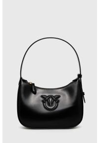 Pinko torebka skórzana kolor czarny. Kolor: czarny. Materiał: skórzane. Rodzaj torebki: na ramię #1
