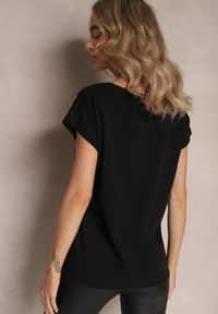 Renee - Czarny T-shirt z Krótkim Rękawem Bawełniany Telarosa. Kolor: czarny. Materiał: bawełna. Długość rękawa: krótki rękaw. Długość: krótkie #5