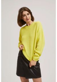 MOODO - Sweter z okrągłym dekoltem limonkowy. Materiał: akryl