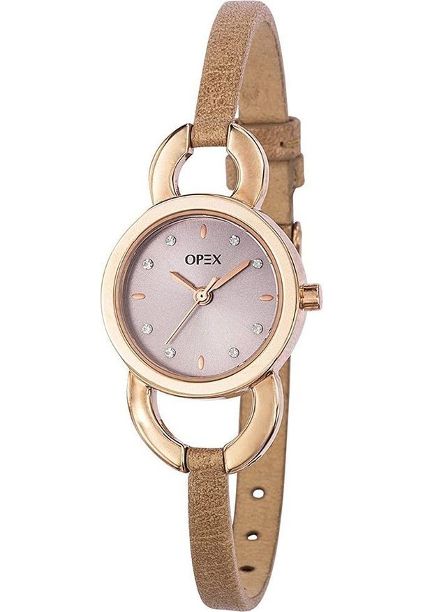 Zegarek Opex Zegarek damski Opex X4066LA1 CYRKONIE brązowy. Kolor: brązowy