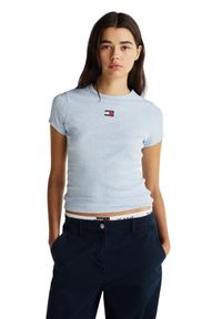 Tommy Jeans - TOMMY JEANS Błękitny t-shirt damski, Rozmiar M. Kolor: niebieski #4