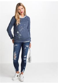 bonprix - Bluza dresowa. Kolor: niebieski. Materiał: dresówka. Wzór: nadruk
