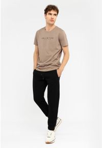 Volcano - T-shirt w stylu basic, Comfort Fit, T-MITED. Okazja: na co dzień. Kolor: beżowy. Materiał: bawełna, materiał. Długość rękawa: krótki rękaw. Długość: krótkie. Wzór: napisy. Styl: casual #1