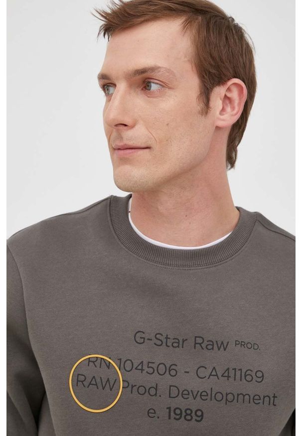 G-Star RAW - G-Star Raw bluza męska kolor zielony melanżowa. Kolor: zielony. Materiał: poliester. Wzór: melanż