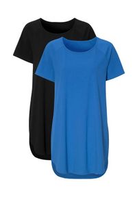 Cellbes Dżersejowa tunika z bawełny 2 Pack niebieski Czarny female niebieski/czarny 42/44. Kolor: czarny, wielokolorowy, niebieski. Materiał: jersey, bawełna. Długość rękawa: raglanowy rękaw. Długość: krótkie #1