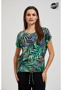 MOODO - Bluzka z okrągłym dekoltem w tropiklany wzór wielokolorowa. Kolor: wielokolorowy #1