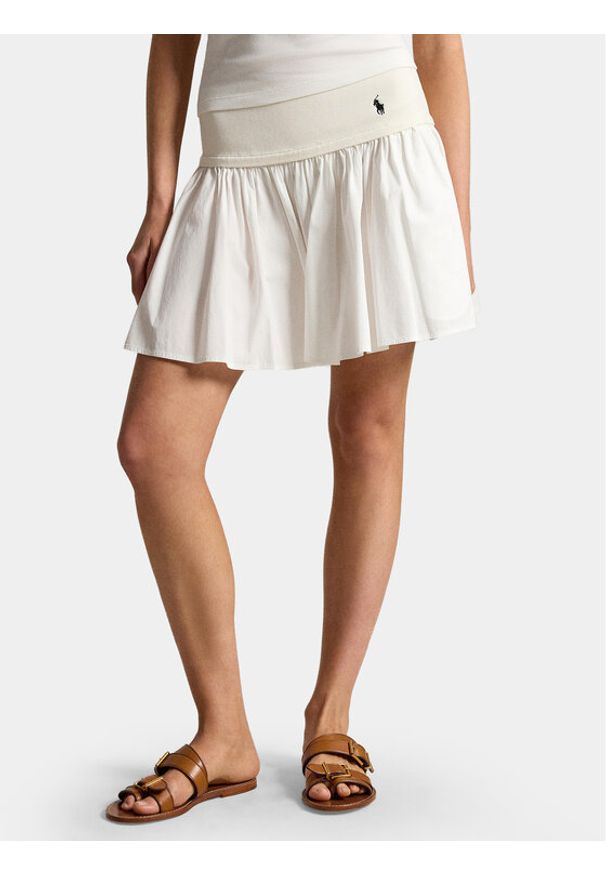 Polo Ralph Lauren Spódnica mini 211A12965002 Biały Regular Fit. Kolor: biały. Materiał: bawełna