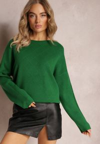 Renee - Zielony Sweter o Luźnym Kroju Enian. Kolor: zielony. Sezon: jesień, zima #2