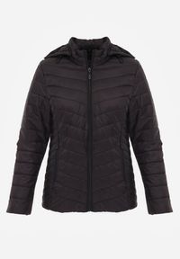 Renee - Czarna Kurtka Przejściowa z Pikowaniem i Odpinanym Kapturem Edielitia. Okazja: na co dzień. Typ kołnierza: kaptur. Kolor: czarny. Materiał: nylon, jeans. Styl: casual #2