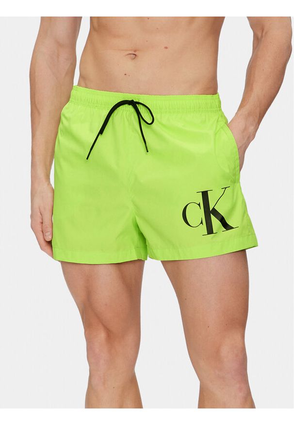 Calvin Klein Swimwear Szorty kąpielowe KM0KM00967 Zielony Regular Fit. Kolor: zielony. Materiał: syntetyk
