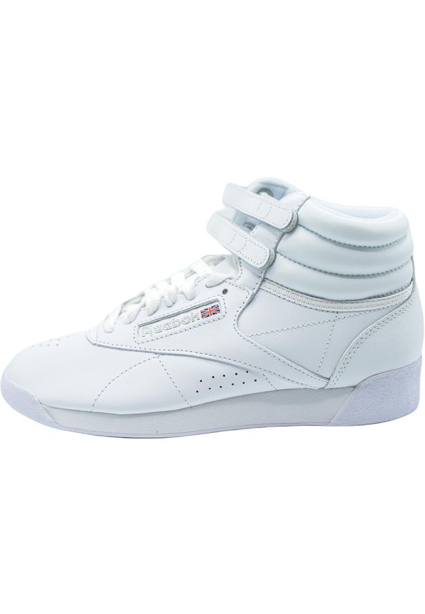 Buty do chodzenia damskie Reebok F S HI. Okazja: na co dzień. Wysokość cholewki: za kostkę. Zapięcie: sznurówki. Kolor: biały, wielokolorowy, szary. Materiał: tkanina, materiał, skóra, syntetyk. Szerokość cholewki: normalna. Sport: turystyka piesza
