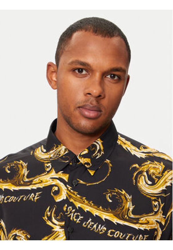 Versace Jeans Couture Koszula 77GAL2R0 Czarny Regular Fit. Kolor: czarny. Materiał: wiskoza