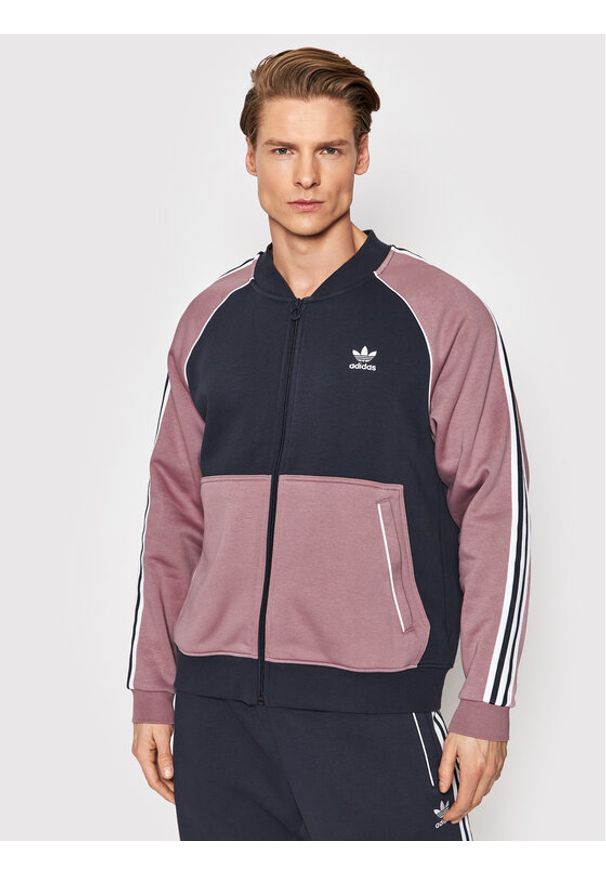 Adidas - adidas Bluza Sst Fleece Track HC2081 Granatowy Regular Fit. Kolor: niebieski. Materiał: bawełna