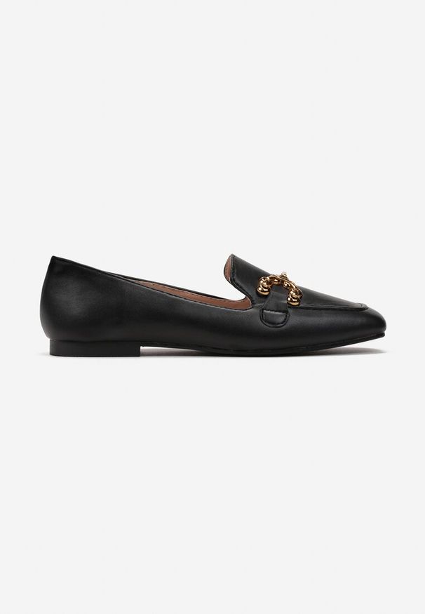 Renee - Czarne Mokasyny Artaleia. Kolor: czarny. Wzór: aplikacja. Obcas: na obcasie. Styl: elegancki. Wysokość obcasa: niski