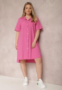 Renee - Różowa Sukienka Ereda. Kolor: różowy. Materiał: materiał, bawełna, wiskoza. Wzór: gładki. Sezon: lato. Typ sukienki: trapezowe, koszulowe. Długość: midi #1