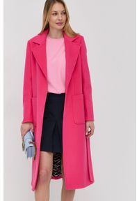MAX&Co. Płaszcz wełniany kolor różowy przejściowy niezapinany. Okazja: na co dzień. Kolor: różowy. Materiał: wełna. Wzór: gładki. Styl: klasyczny, casual #6