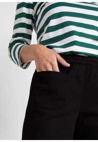 bonprix - Spodnie twillowe high-waist z poszerzanymi nogawkami i wygodnym paskiem. Stan: podwyższony. Kolor: czarny #3
