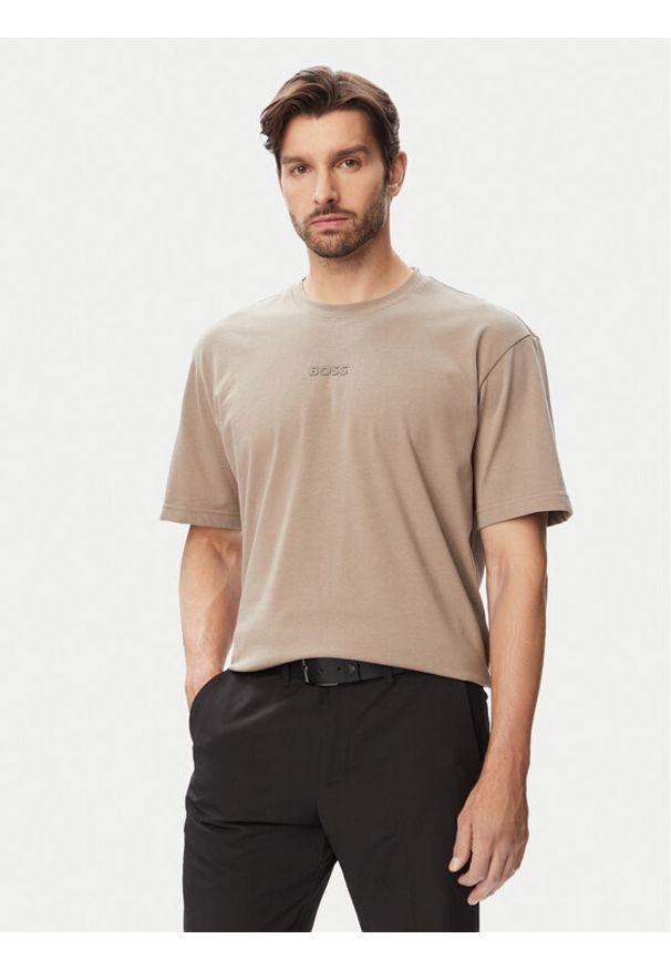 BOSS T-Shirt Tee 10 50519368 Beżowy Relaxed Fit. Kolor: beżowy. Materiał: bawełna