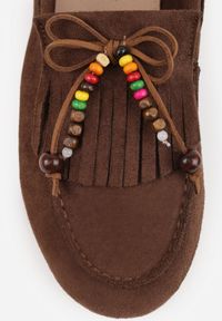 Born2be - Brązowe Mokasyny VICES z Wkładką ze Skóry Naturalnej i Ozdobnymi Koralikami Neni. Okazja: na co dzień. Kolor: brązowy. Materiał: skóra. Styl: casual, klasyczny, elegancki #5