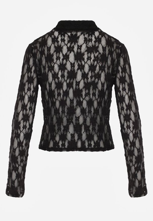 Renee - Czarna Koszula z Kwiatowej Koronki Nevieras. Kolor: czarny. Materiał: koronka. Wzór: kwiaty, koronka. Styl: klasyczny, elegancki