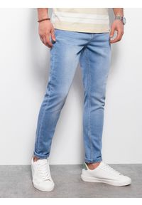 Ombre Clothing - Spodnie męskie jeansowe SKINNY FIT - jasnoniebieskie V4 OM-PADP-0101 - XXL. Kolor: niebieski. Materiał: jeans
