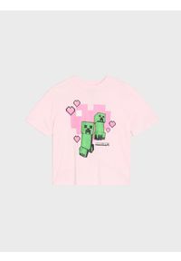 Sinsay - Bawełniana koszulka z nadrukiem Minecraft - różowy. Kolor: różowy. Materiał: bawełna. Wzór: nadruk #1