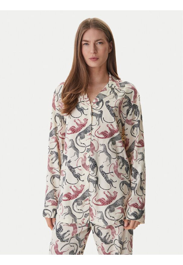 TOMMY HILFIGER - Tommy Hilfiger Koszulka piżamowa UW0UW06243 Écru. Kolor: kremowy. Materiał: wiskoza