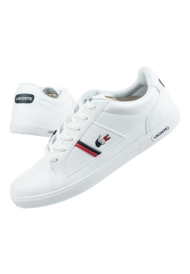 Buty Lacoste Europa M 31407 białe. Okazja: na co dzień. Kolor: biały. Materiał: skóra ekologiczna, materiał. Szerokość cholewki: normalna