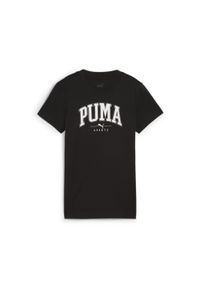 Puma - Damska koszulka z nadrukiem PUMA SQUAD PUMA Black. Kolor: czarny. Wzór: nadruk. Sport: joga i pilates