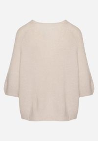 Born2be - Jasnobeżowy Kardigan z Wełną z Rękawami Długości 3/4 Iffolara. Okazja: na co dzień. Kolor: beżowy. Materiał: wełna. Styl: klasyczny, elegancki, casual #5