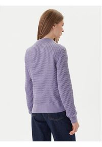 TOMMY HILFIGER - Tommy Hilfiger Sweter Fine WW0WW44993 Fioletowy Regular Fit. Kolor: fioletowy. Materiał: bawełna #4