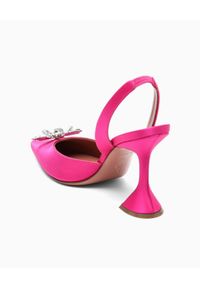AMINA MUADDI - Różowe sandały z kokardą Rosie. Zapięcie: pasek. Kolor: różowy, wielokolorowy, fioletowy. Materiał: satyna. Wzór: paski. Obcas: na obcasie. Wysokość obcasa: średni