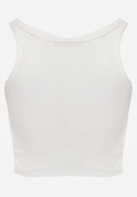 Born2be - Biały Top z Prążkowanego Materiału Zitessa. Okazja: na co dzień. Kolor: biały. Materiał: prążkowany, materiał. Długość rękawa: na ramiączkach. Styl: casual, elegancki, klasyczny #7