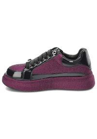GOE - Fioletowe Sneakersy Goe Modne Obuwie Damskie. Okazja: na co dzień, na spacer. Kolor: fioletowy. Materiał: lakier, materiał. Szerokość cholewki: normalna. Wzór: aplikacja. Sport: turystyka piesza #7