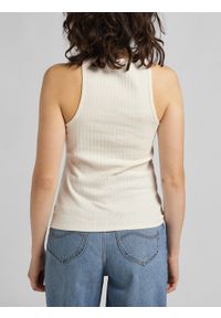 Lee - LEE RIBBED TANK DAMSKI TOP BEZRĘKAWNIK ECRU L44QPJNQ. Długość rękawa: bez rękawów