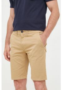 Pepe Jeans szorty męskie kolor beżowy. Kolor: beżowy. Materiał: tkanina. Wzór: gładki