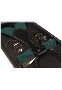 Modini - Ciemnozielone szelki do spodni SZ16. Kolor: zielony. Materiał: skóra, guma #1