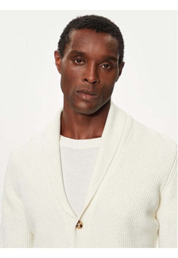 Lindbergh Kardigan 30-804059B Biały Relaxed Fit. Kolor: biały. Materiał: bawełna, wiskoza