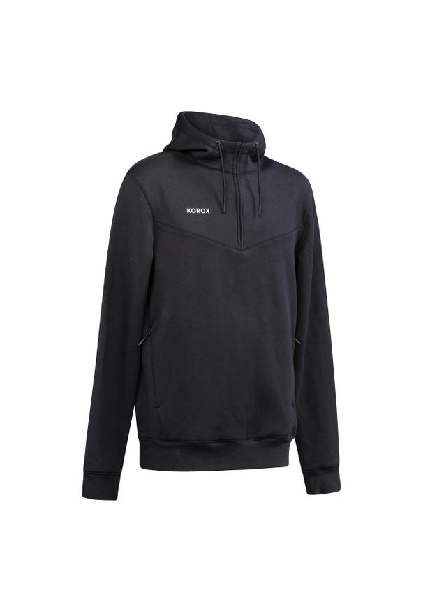 KOROK - Bluza do hokeja na trawie męska Korok FH500. Kolor: czarny. Materiał: poliester, bawełna, tkanina