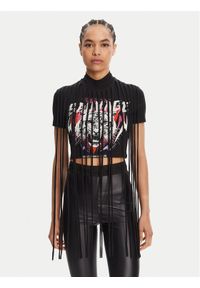 Versace Jeans Couture T-Shirt 78HAHE01 Czarny Slim Fit. Kolor: czarny. Materiał: bawełna