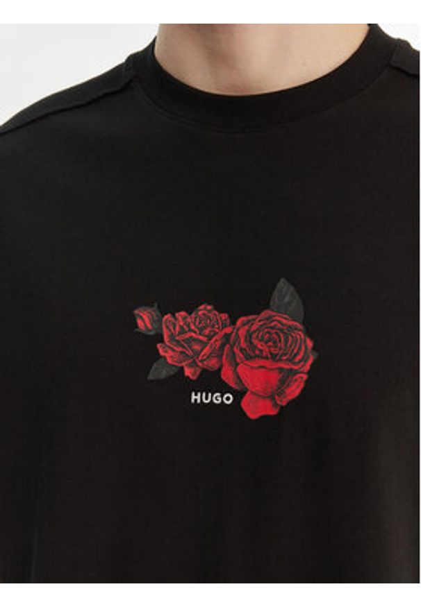 Hugo - HUGO T-Shirt Domans 50564642 Czarny Oversize. Kolor: czarny. Materiał: bawełna