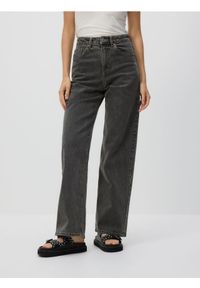 Reserved - Jeansy wide leg - szary. Stan: podwyższony. Kolor: szary