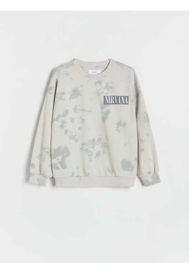 Reserved - Bluza oversize Nirvana - jasnoszary. Kolor: szary. Materiał: bawełna, dzianina