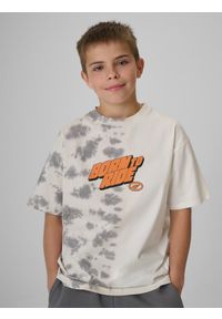 4f - 4F T-shirt loose z nadrukiem chłopięcy - szary 122/128 (6-8 lat). Okazja: na uczelnię, na co dzień, na spacer. Kolor: szary. Materiał: materiał, bawełna, dzianina. Wzór: nadruk. Sezon: lato. Styl: casual #1